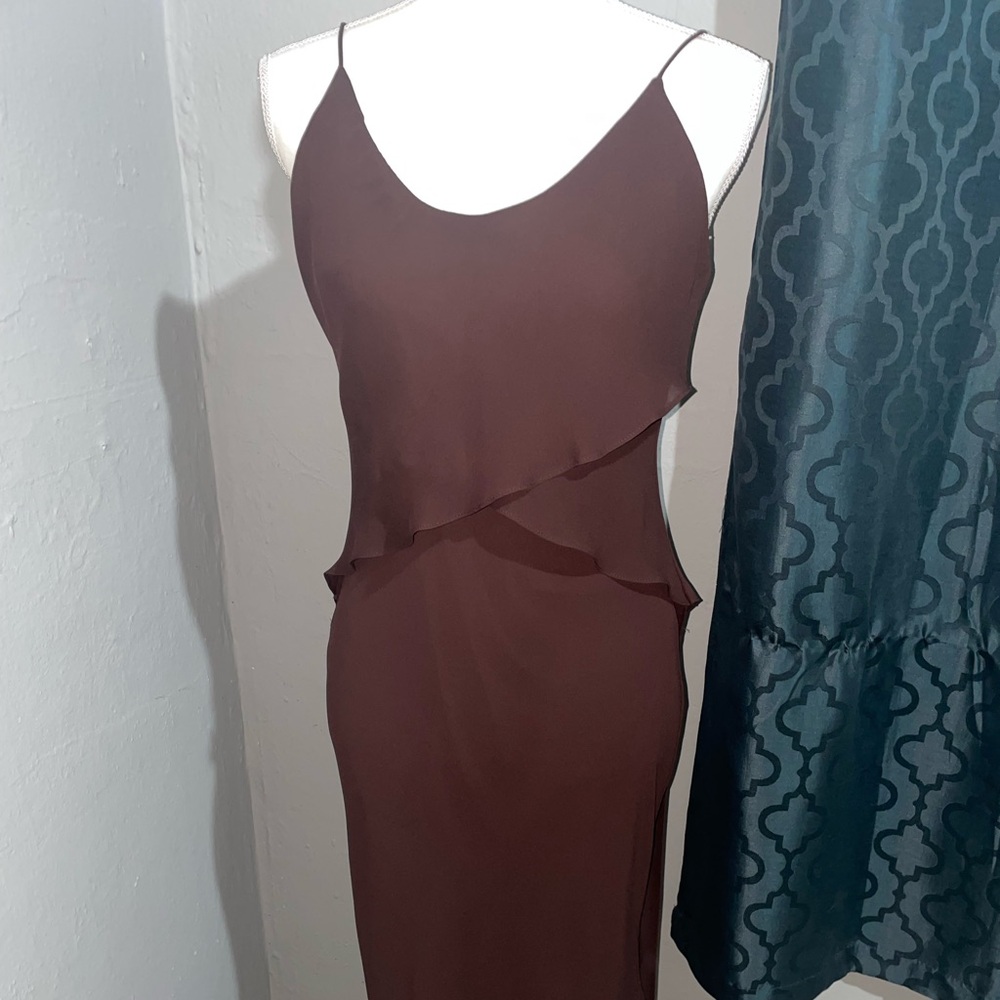 Chic Asymmetrical Brown Dress